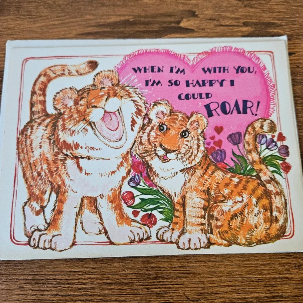 Vtg 70s 80s Current Inc Valentines Huggables Cards Puppy Tiger M.K. Howe Lot 2